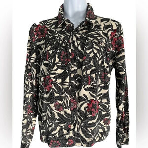 SUNCOO Paris/ Floral long sleeve top/ Button  up/ Size US XS (fits like a US M)